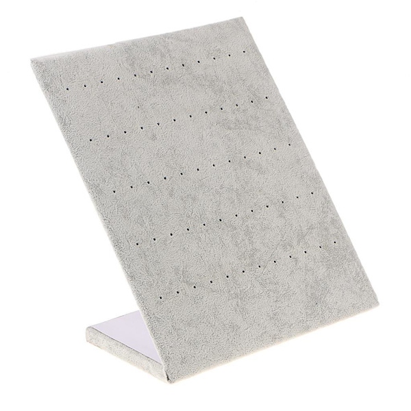 L-formad Stativ Sammetsbräda Örhänge Dingle Stud Holder Display Gray 22x20x10.5cm