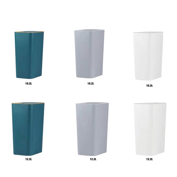 Papperskorgen med pressöppningslock - smal för snygg look i sovrummet Grey （12.2L）