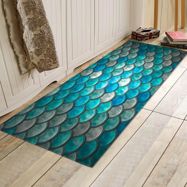 Printed 3D Golvmatta Runner Non-För slip Area Rug Scale Pattern