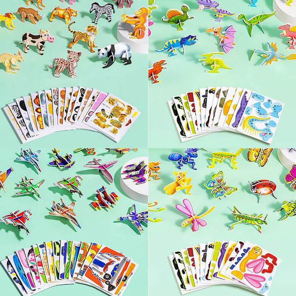 100 st/set pedagogiska 3D-pussel för barn