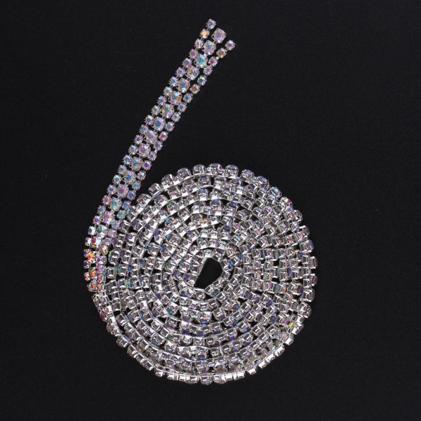1/2/3 1 Yard Rhinestone Close Chain Trim för smycken hantverk Silver Coloured Diamond 1Set