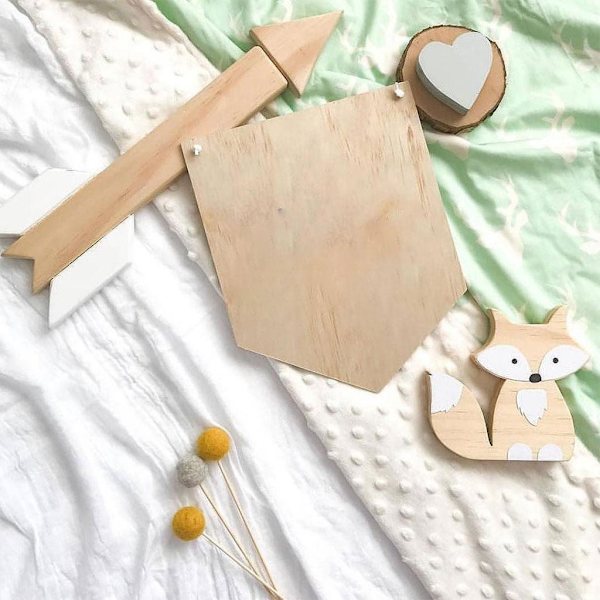 1/2/3 Trä För Fox Ornaments Dekor Väggkonst Dekoration White 12x15cm 1Set