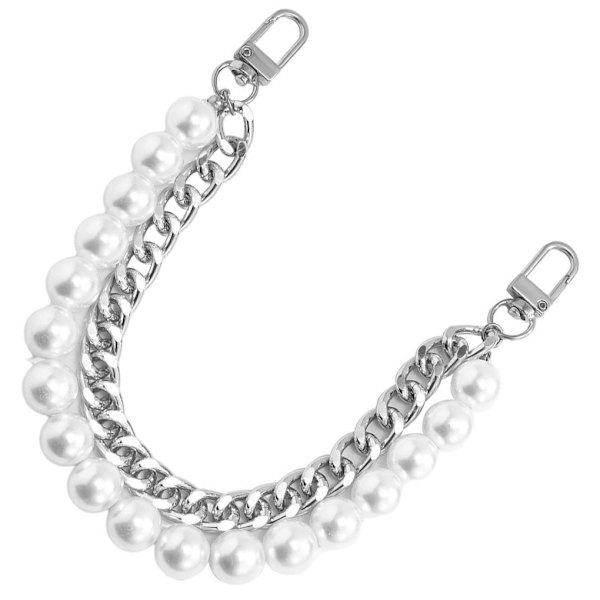 1/2/3/5 Pearl Bead Rope Bag Rem Handtag Axelrem för 24cm Sliver 24cm 1Set