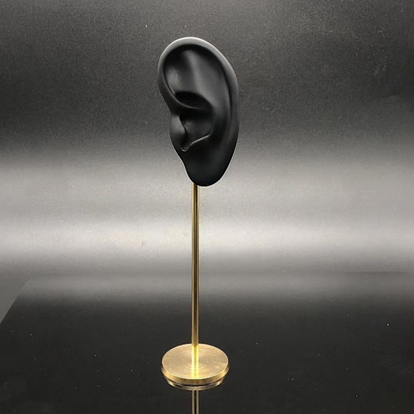 1/2/3 Örhänge Display Stand Human Ear Model Stud Holder Showcase Left Ear Black Height: 18cm 1Set