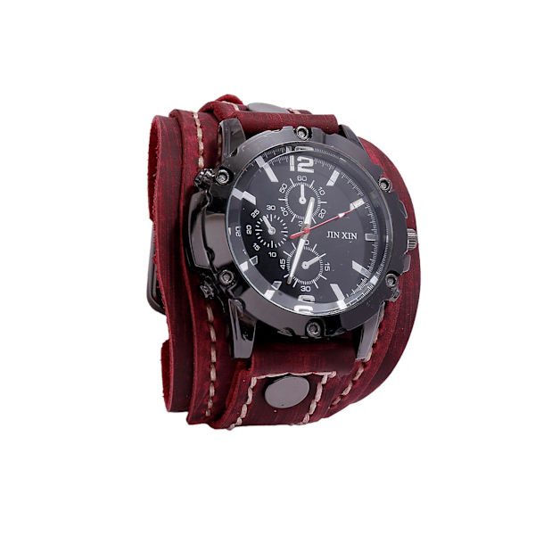 1/2/3 Snygg Herr Läderarmbandsur med brett band för Red 1 Pc