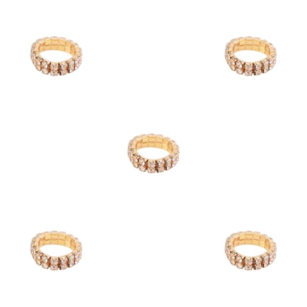 1/2/3/5 Stretch Crystal Ring Utsökt inläggning för Elegant golden 2 rows 5PCS