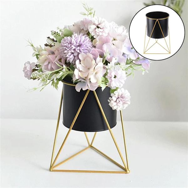 Blomkruka i metall Suckulent Krukväxtställ Nordic Style Black S