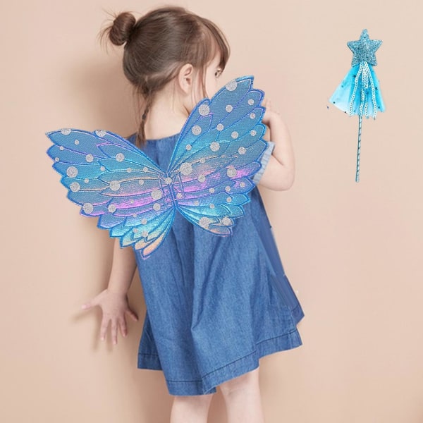 1/2/3 Fancy Dress Set Dress up Festival Girls Fairy För wings Blue 31 x 20cm 1Set