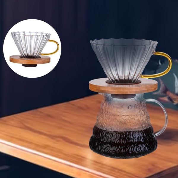 1/2 klart glas kaffedroppande dropptratt för kaffe Large with Handle Medium 1Set