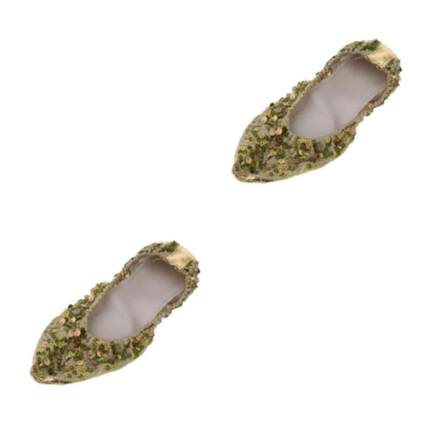 1/2/3/5 Kvinnor Tjej Magdansskor Non- För slip Soft Soles Gold M 2Set
