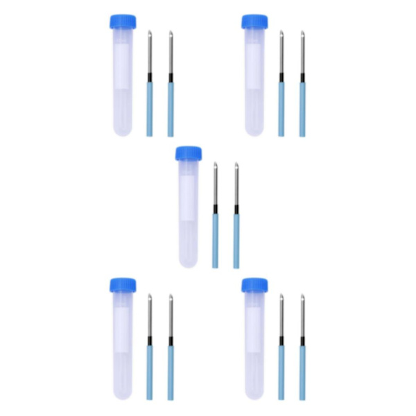 1/2/3/5 Broderi Punch Nål Penna Sysats Stickverktyg 2 Pcs Needle 1 Pc Tube 10cm 5Set