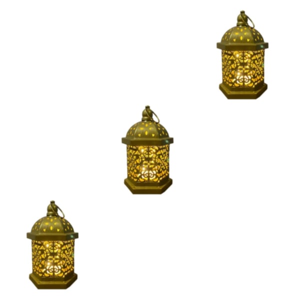 1/2/3 Hollow Carved Lantern Light Batteri som drivs för heminredning Golden 19.4x10cm 3Set