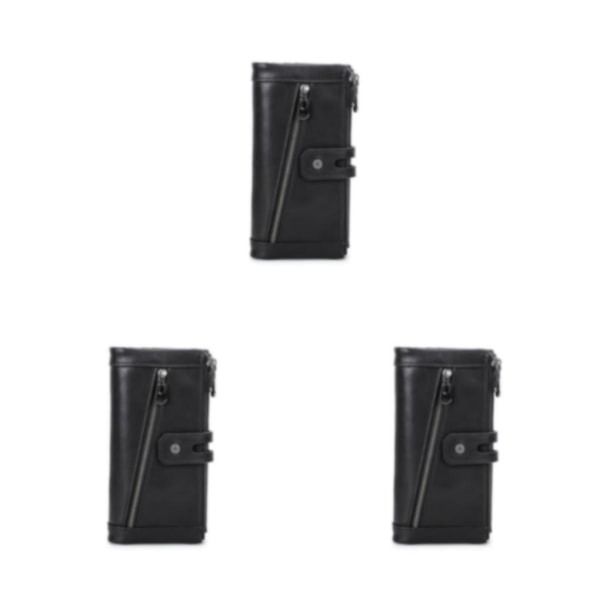 1/2/3/5 Läder Damplånbok För Zipper Pocket Snygg plånbok Black 3PCS