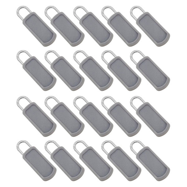 20-pack Lättinstallerade dragkedjor i gummi och metall Grey