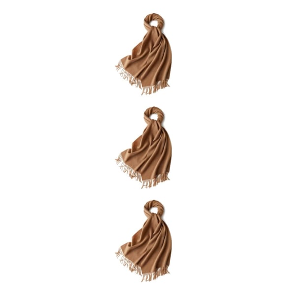1/2/3 unisex halsduk med fransar Varm och mysig tubscarf för brown 3Set