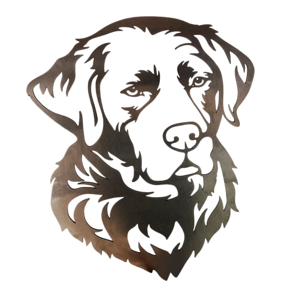 1/2 Livlig Silhouette Stål Trädgårdshunddekor för väggstaket Brown Labrador Dog 1 Pc