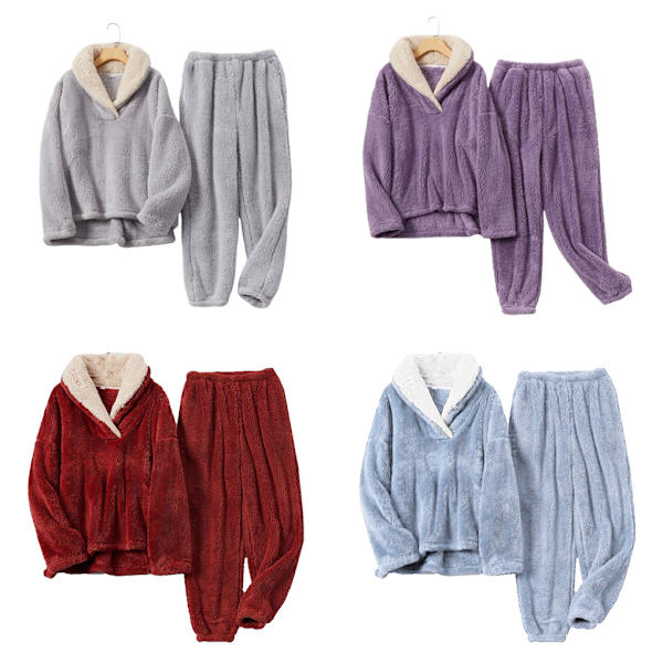 Mjuk och skön Coral Fleece pyjamas för kvinnor att värma Winered M