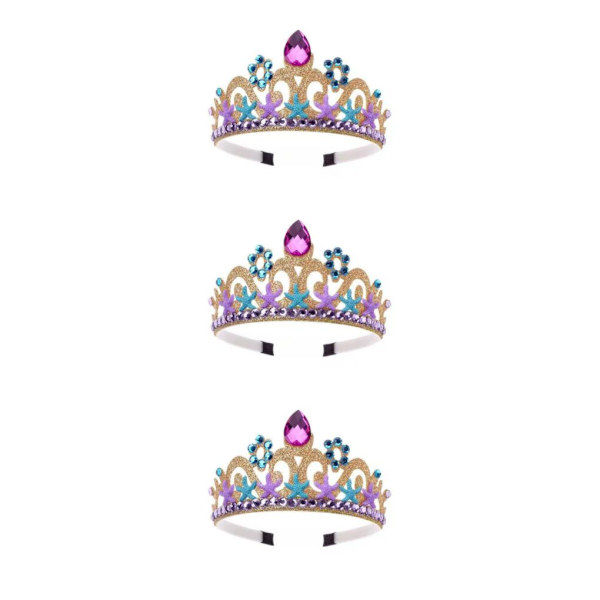 1/2/3 Crystal Girl Kids För Crown Dance Teens Costume Headdress Gold 12cm Dia 3Set