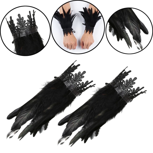 1/2/3 Gothic Feather Choker Shoulder Wrap Cape Masquerade Party wristband 32CM 1Set