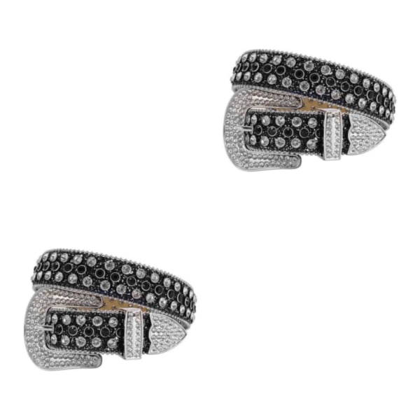 1/2/3/5 Y2K Style Rhinestone Bälte Western Rhinestone Bälte För Black+White 135cm 2PCS