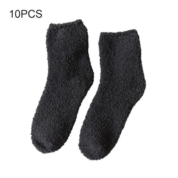 1/2/3/5 10 stycken extra tjocka och elastiska mjuka strumpor Deep Grey 5PCS