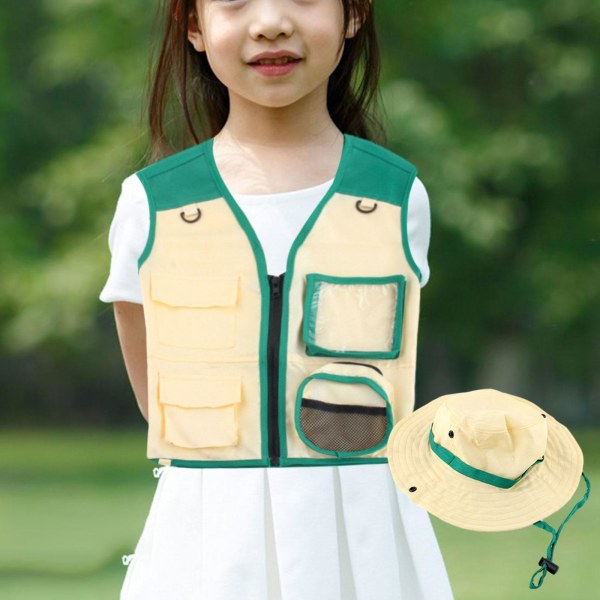 1/2/3 Kids Explorer Costume Kit Väst Hat Set Cosplay Kostymer Green M 1Set