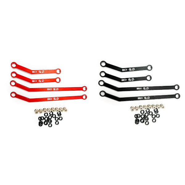 RCGOFOLLOW 4-delad aluminiumlegering hjulbas Styrlänkstag Red