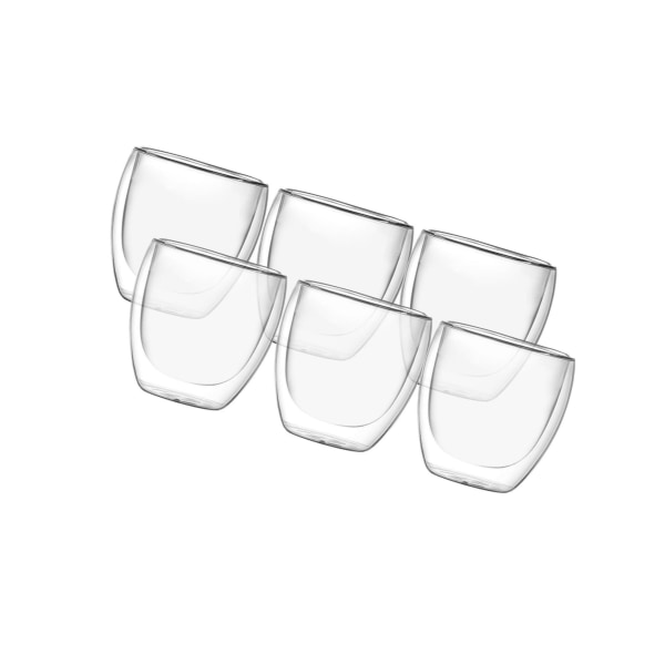 1/2/3 6x dubbelväggiga glaskaffekoppar Klar 80ml för kaffe