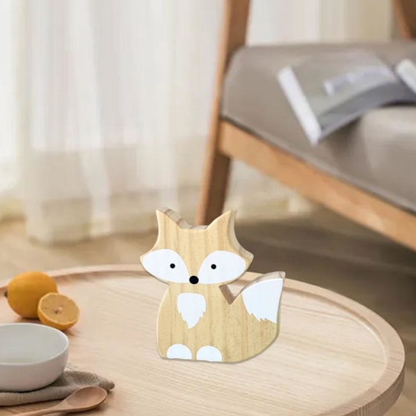 1/2/3 Trä För Fox Ornaments Dekor Väggkonst Dekoration White 12x15cm 1Set