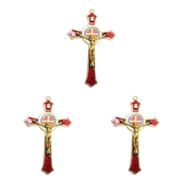 1/2/3/5 Zinklegering Väggkrucifix Cross Jesus Statue Staty Red 12x7cm 3Set