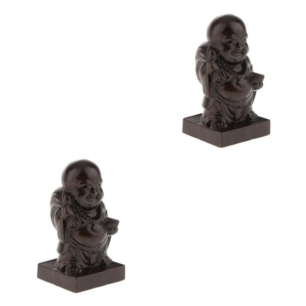 1/2/3/5 Trä Buddha Staty Staty Indien Staty Craft Ornament Happy Monk 2Set