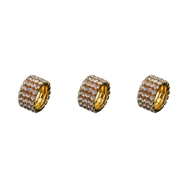 1/2/3/5 Stretch Crystal Ring Utsökt inläggning för Elegant golden 4 rows 3PCS