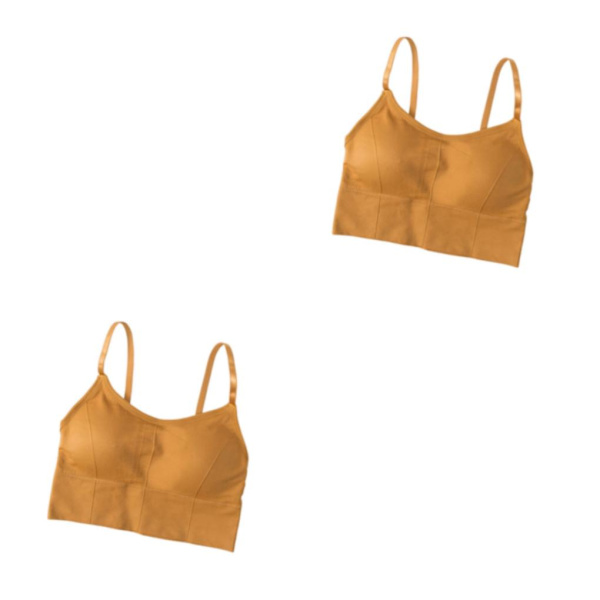 1/2/3/5 Dam Tank Crop Top BH Sexiga Underkläder Underkläder Bralette Orange 2PCS