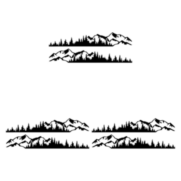 1/2/3/5 2 st PVC Mountain Forest Car Stickers Lätt att installera black 3Set