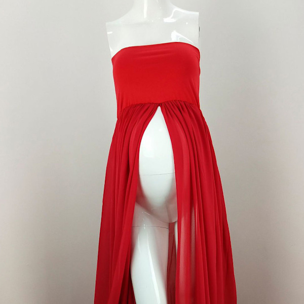 Fashionabla gravidkjol i bomull Fantastiska foton Red