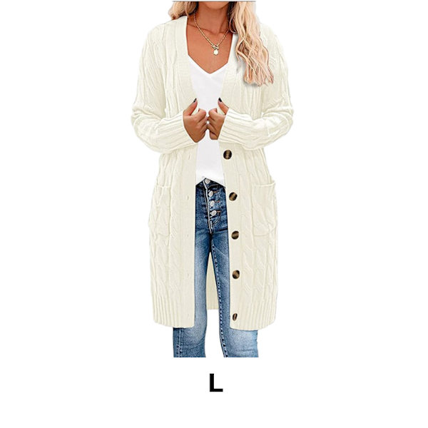 Polyester Klassisk och snygg lång kofta för damer Andas white L