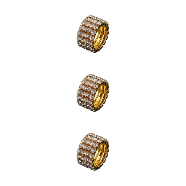 1/2/3/5 Stretch Crystal Ring Utsökt inläggning för Elegant golden 4 rows 3PCS