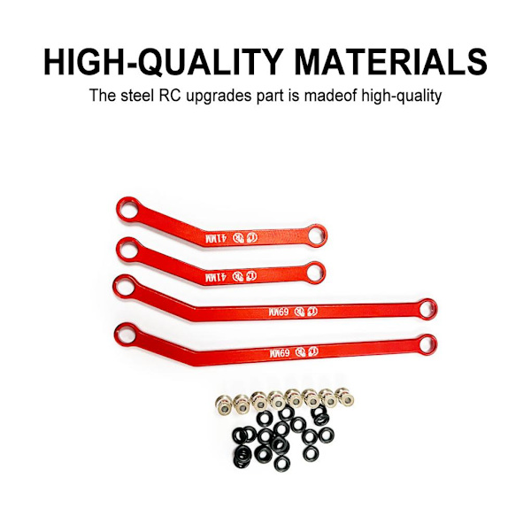 RCGOFOLLOW 4-delad aluminiumlegering hjulbas Styrlänkstag Red