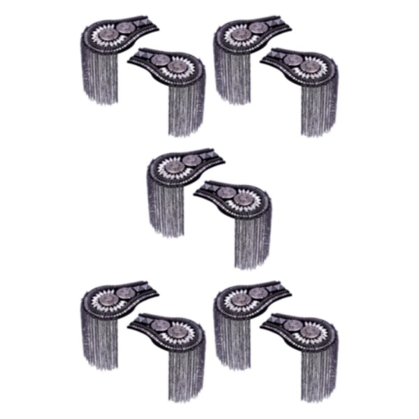 1/2/3/5 Epaulets tofs axelbrädor Legering för kläder Silver Black 6.7x11cm 5Set