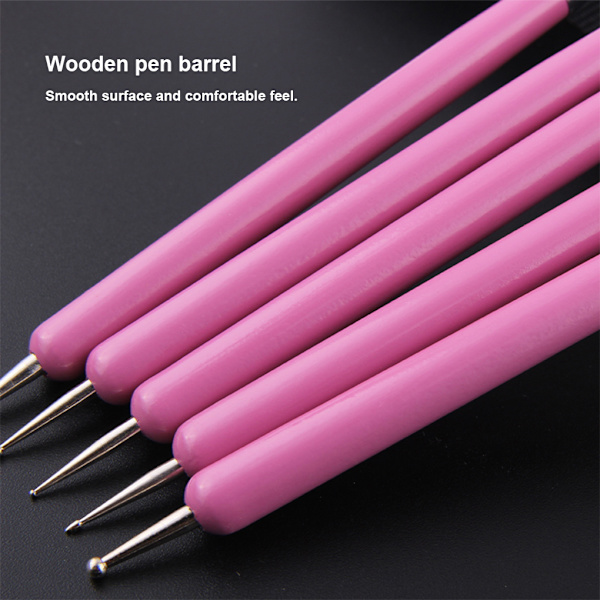 5 st/ set Dubbeländade Dotting Tools Set Wide Application rose red