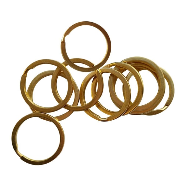 1/2/3/5 förpackning med 10 Mässing platt rund delad nyckelringar nyckel Gold 32mm 10 pcs 1 Pc