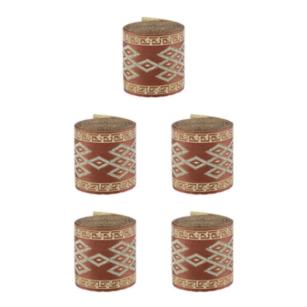 1/2/3/5 5 meter/ 5,5 Yds Jacquard Trim Wide Woven Border Ribbon Red Brown 6cm x 5M 5Set