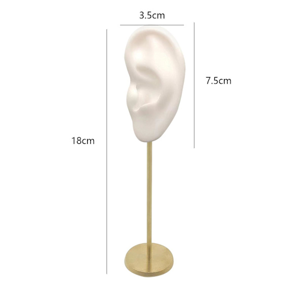 1/2/3 Örhänge Display Stand Human Ear Model Stud Holder Showcase Left Ear White Height: 18cm 1Set