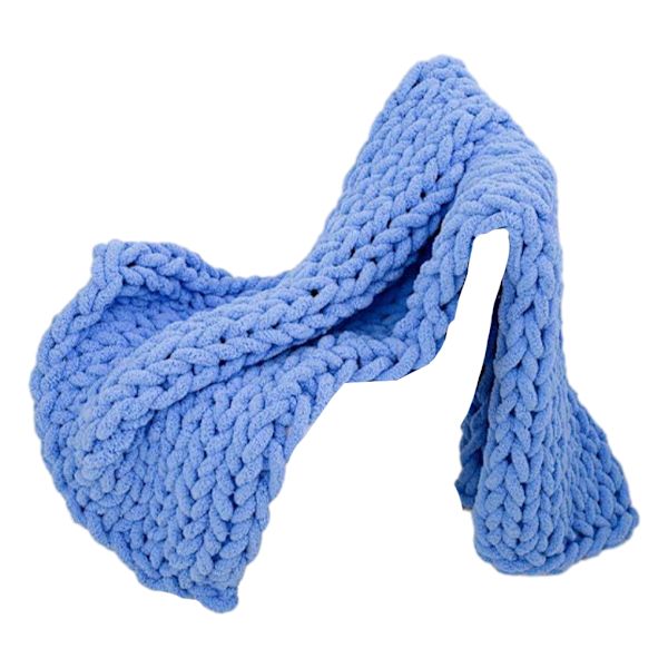 Handstickad chunky stickad filt av polyester i olika färger Denim Blue