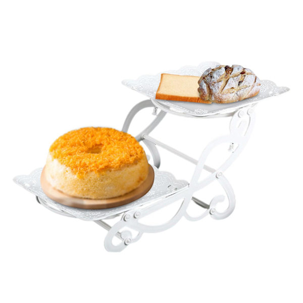 1/2 2 våningar tårtställ Snack Visningsbricka Dessertbricka för Butterfly Square 1 Pc