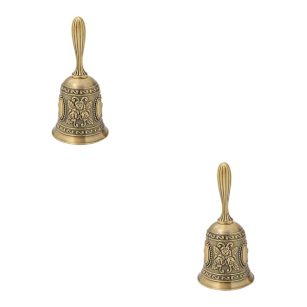 1/2/3 Handservice Ring Bell Desk Counter Reception Restaurant Antique Golden 5.5x5.5x11.3CM 2Set