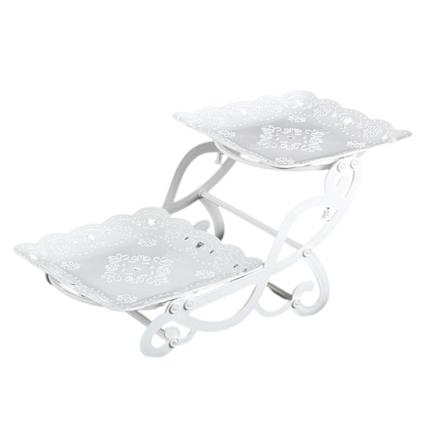 1/2 2 våningar tårtställ Snack Visningsbricka Dessertbricka för Butterfly Square 1 Pc