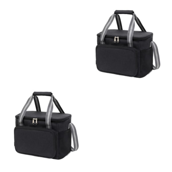 1/2 resevänlig hopfällbar thermal väska för picknick på resande fot black 2Set