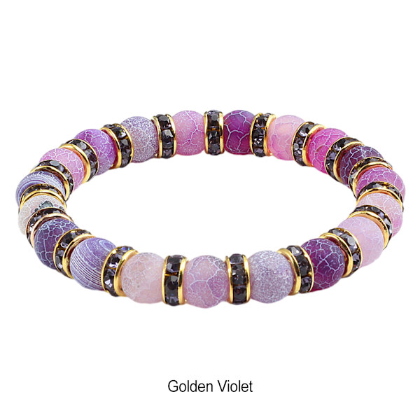 Unisex stil armband i natursten gjord med agat presentidé golden violet