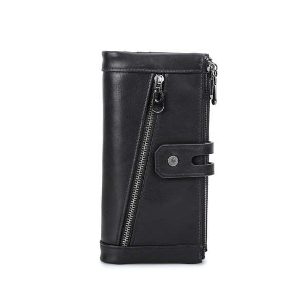 1/2/3/5 Läder Damplånbok För Zipper Pocket Snygg plånbok Black 5PCS